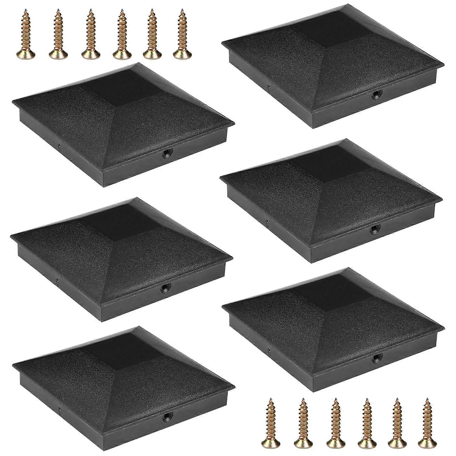 4x4 Fence Post Caps with Screws, Waterproof Deck Post Caps Prevent Cracking and Rotting, 6 Pack