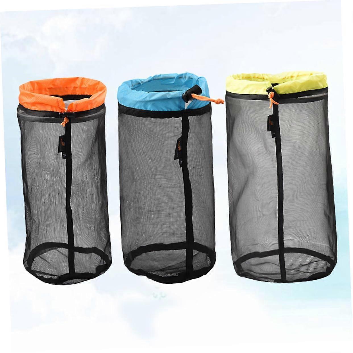 Mesh Drawstring Bag Set Compression Storage Sack Breathable Lightweight for Camping Hiking