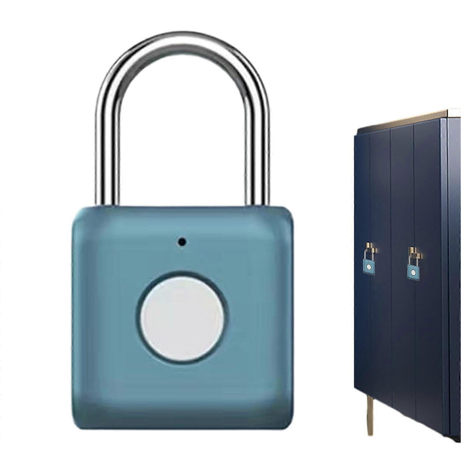 Fingerprint Padlock with Advanced Biometric Security, Keyless Unlock for School Locker, Suitcase, Backpack  Blue