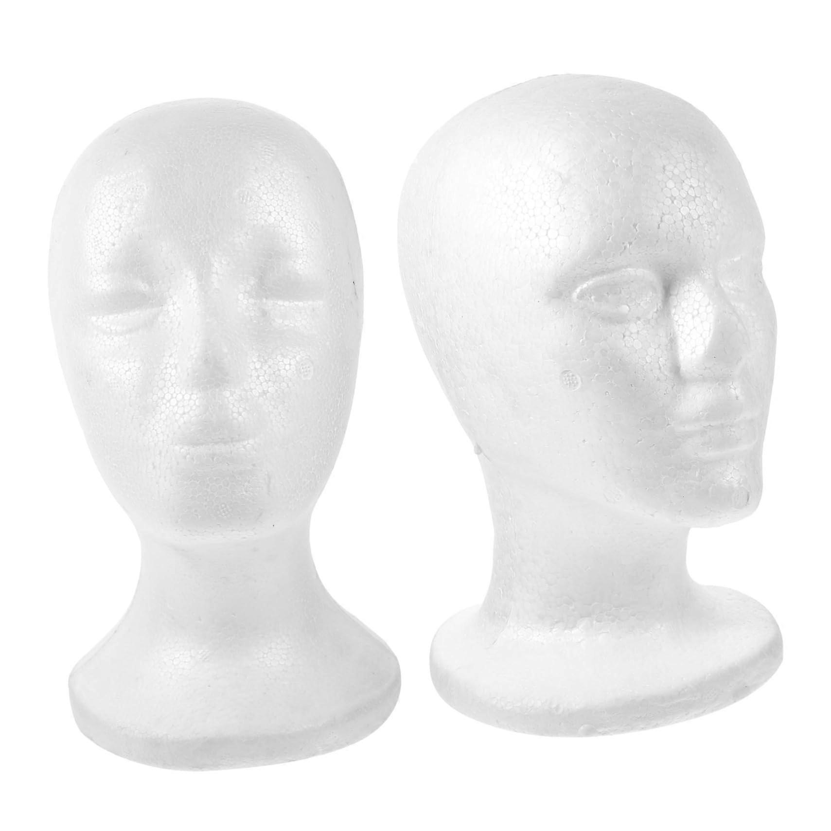 2Pcs Foam Mannequin Head Wig Stand with Stable Base for Hat and Wig Display Storage