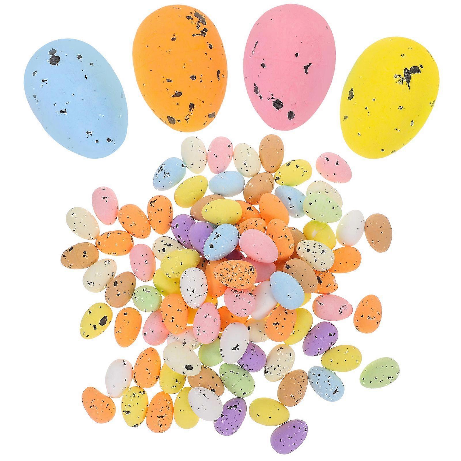100pcs DIY Foams Easter Eggs Imitation Colorful Eggs Easter Stuffer Decorations 3cm