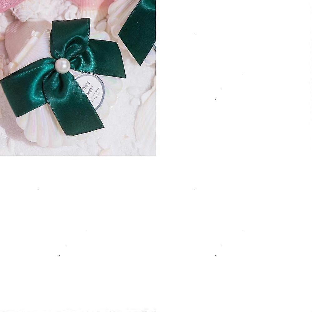 5pcs White Shell Shaped Plastic Candy boxes with Ribbon Bowknot Teal 7x9cm