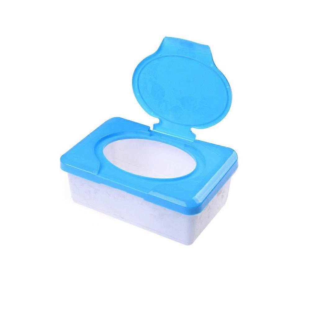 Blue Wet Wipes Dispenser Rectangular Tissue Storage Box Dustproof PP Case for Home and Car Use
