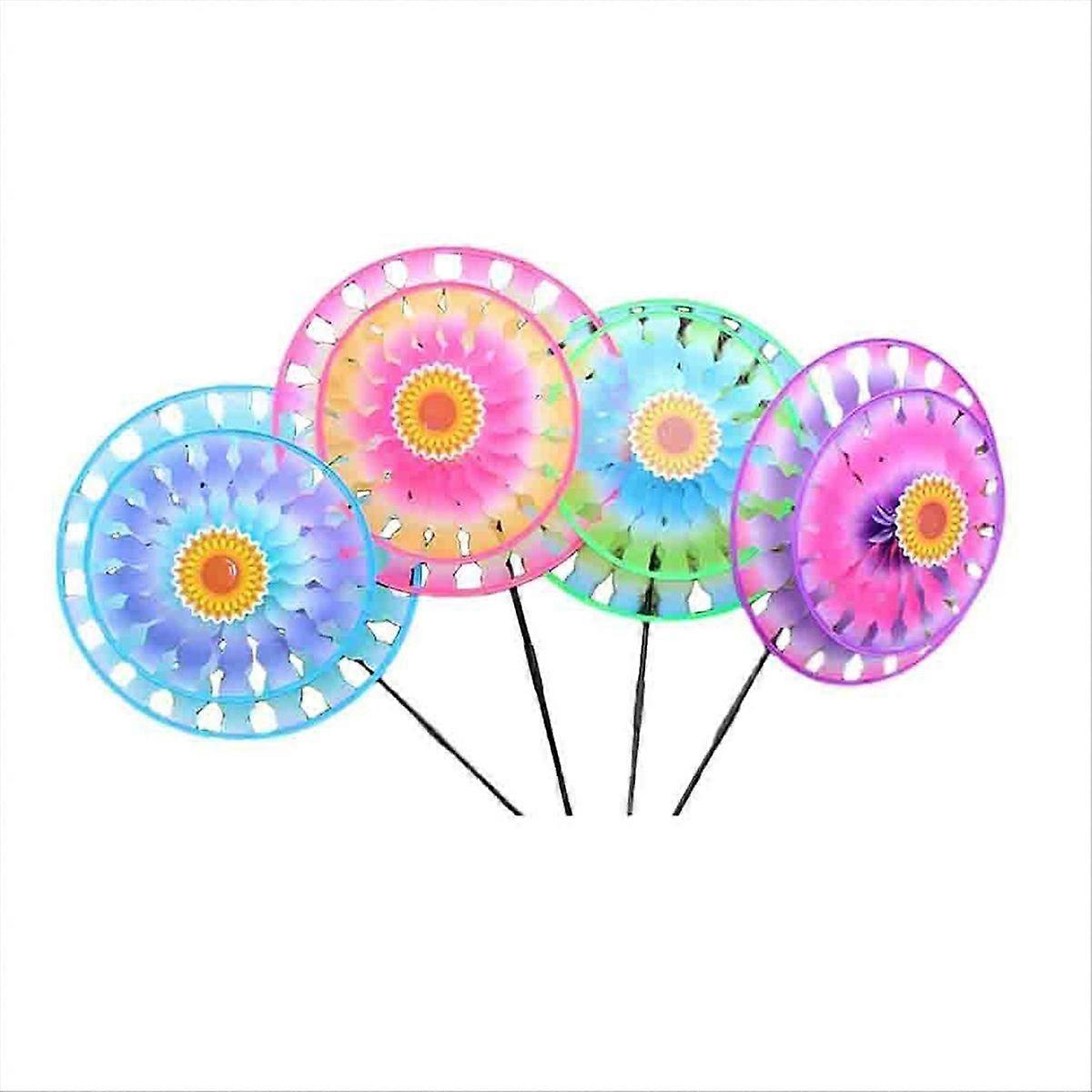Wind Spinners Eye Catching Colorful Double Layer Windmill Pinwheels