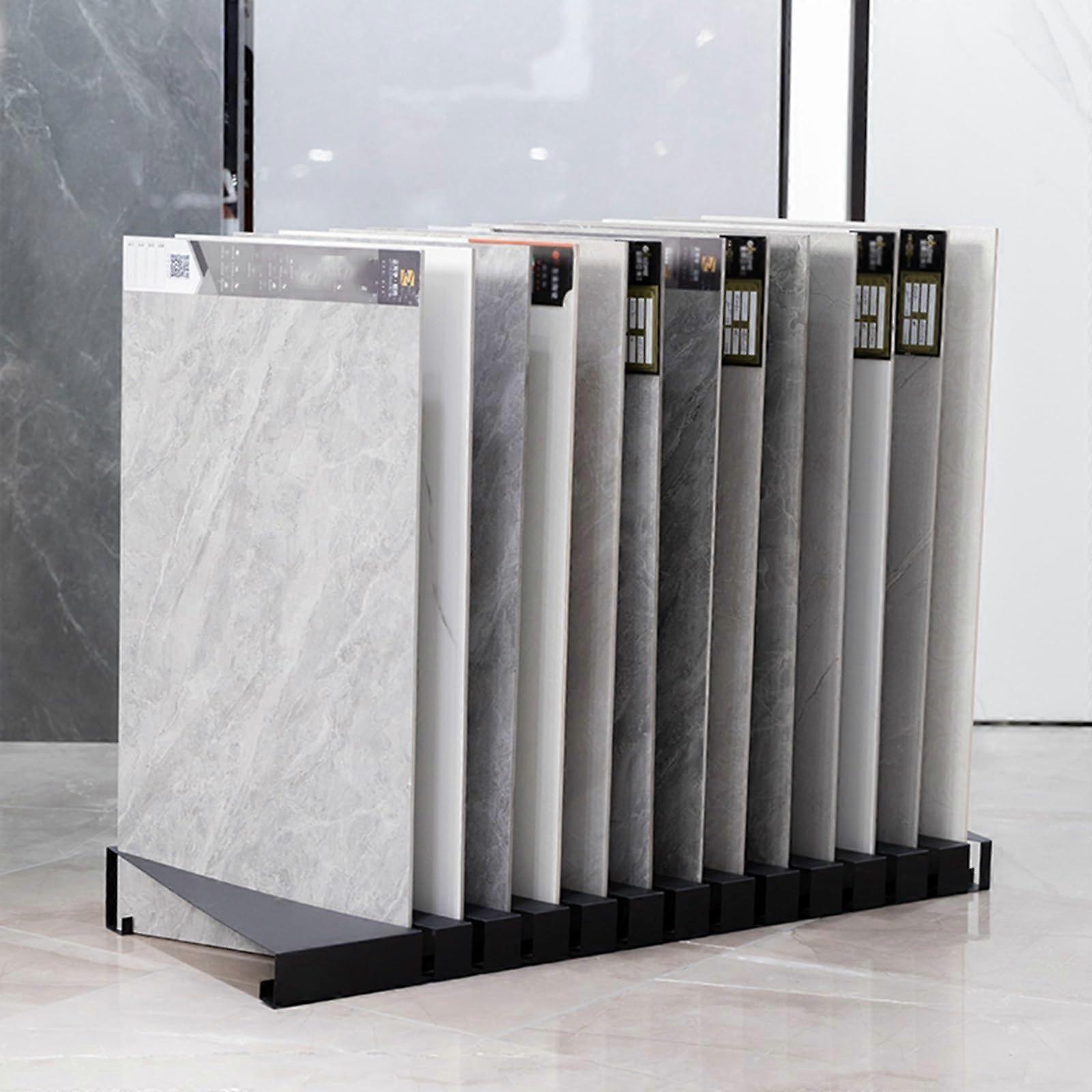 13Tier Tile Display Rack with Large Capacity, Rustproof Iron Floor Tile Sample Organizer for Showroom Black