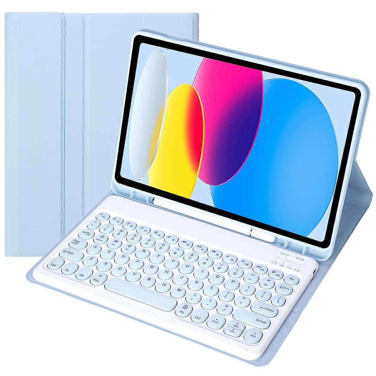 Keyboard Case with Wireless Bluetooth, Pencil Holder and Adjustable Stand for iPad 10th Generation