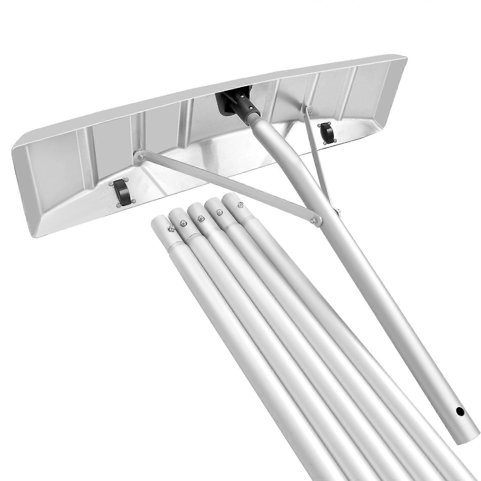 Adjustable 21ft Telescoping Snow Roof Rake with 25in Blade and SmoothRolling Wheels