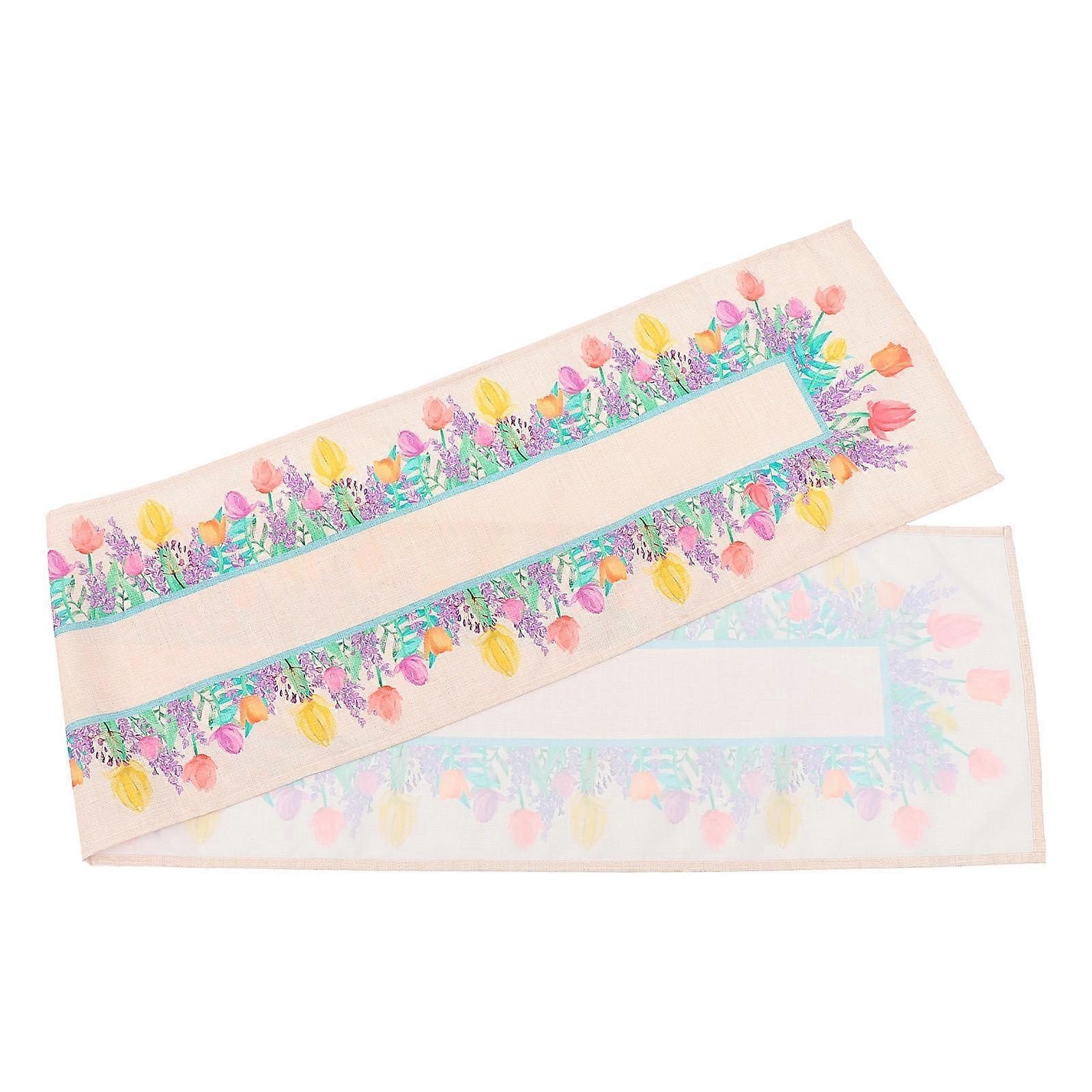 Party Table Runner Tulip Print for Festive Decor 3Pcs Table Runner