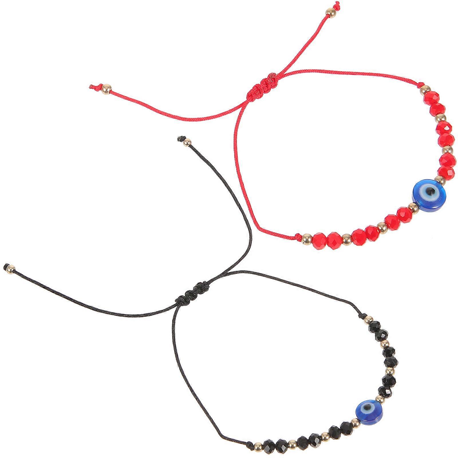 Evil Eye Charm Bracelet Adjustable Design Suitable for Couples Daily Commuting Assorted Color 2Pack