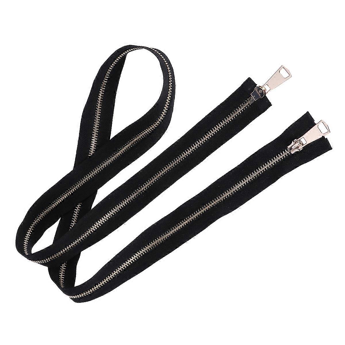 Black Metal Zipper for Sewing Double-Side Cloth Replacement 2Pcs Set