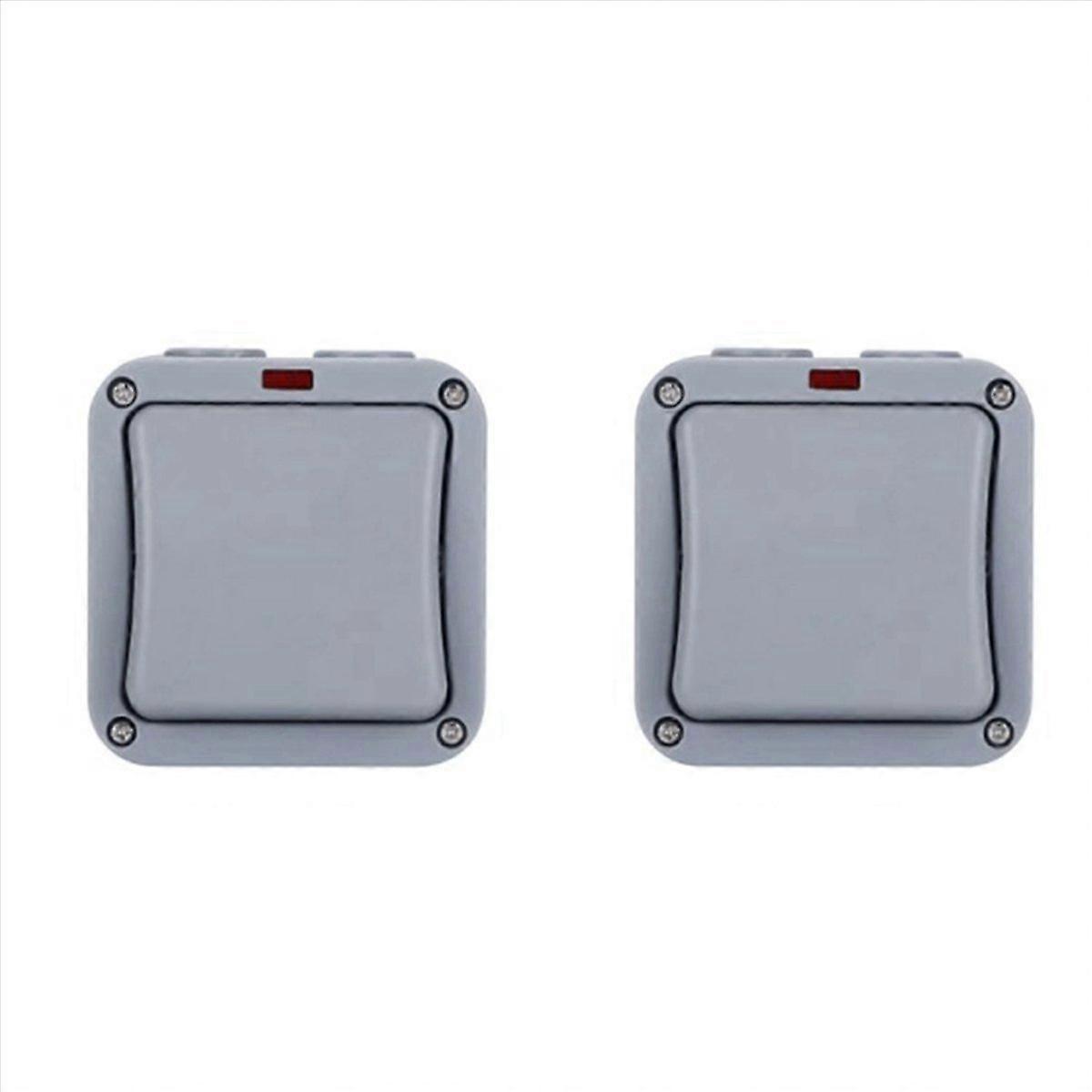 2X IP66 Wall Electrical Switch 220V Light Waterproof on Off Security Button with Fixation Night in t