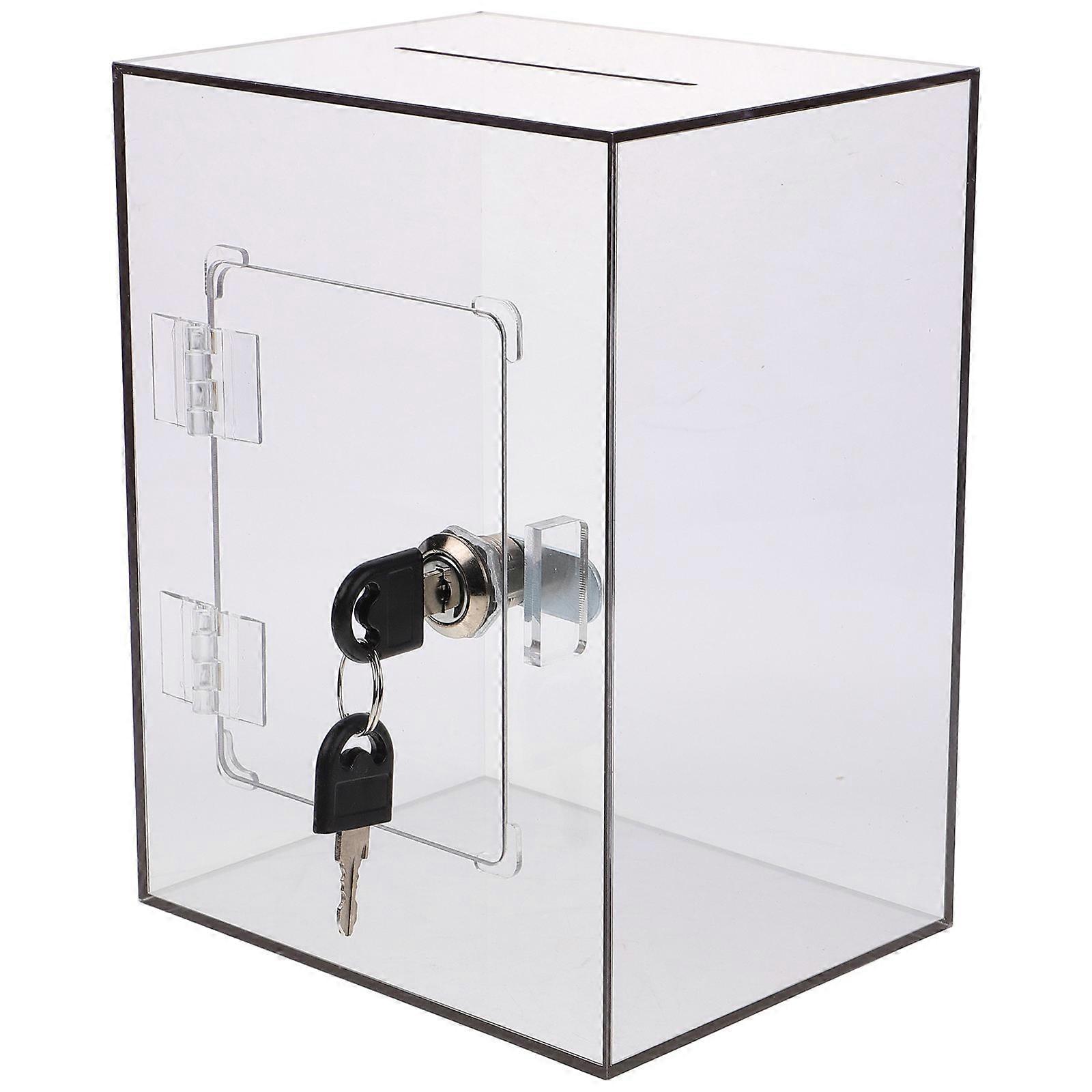 Light Grey Acrylic Donation Box with Lock for Storage Acrylic Box