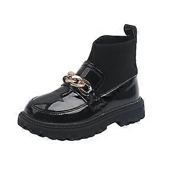 Mädchen-Ankle-Boots mit Kettendetail und elastischem Strick – Schwarz, Größe 5,5–6 Jahre, geeignet für Tanz und Freizeit