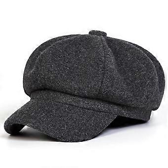 Karymi Vintage Denim Newsboy Cap voor dames – 8-panel gestructureerde baret voor de herfst/winter, geschikt voor casual outfits en als cadeau.