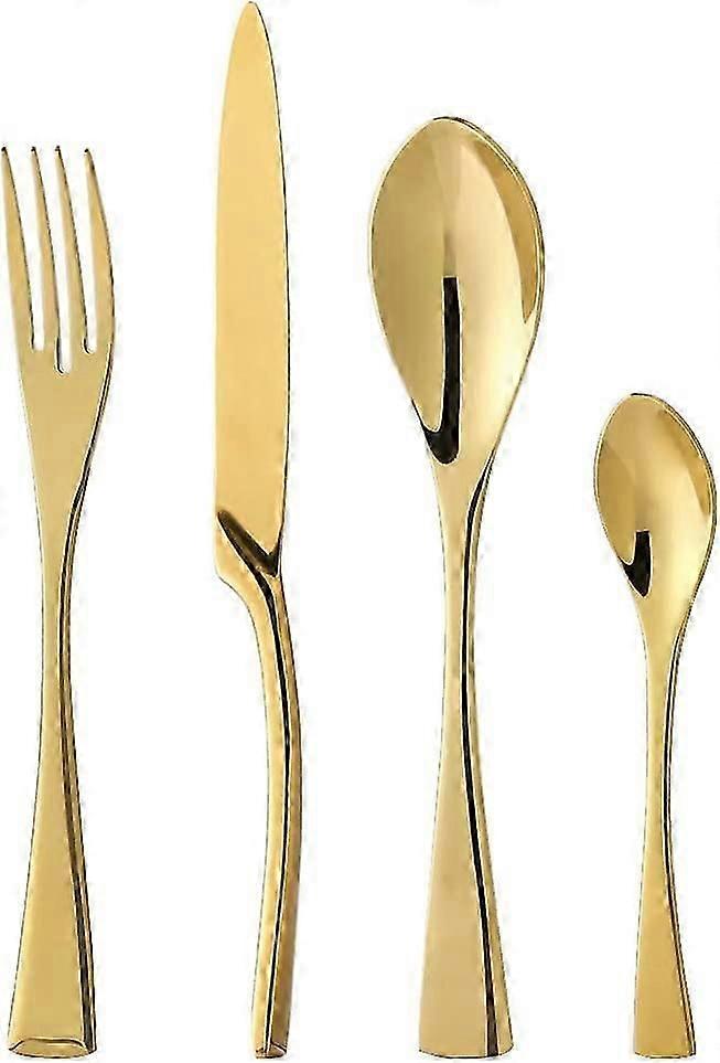 4pcs Stainless Steel Flatware,Include Fork Spoons Knife (Golden)