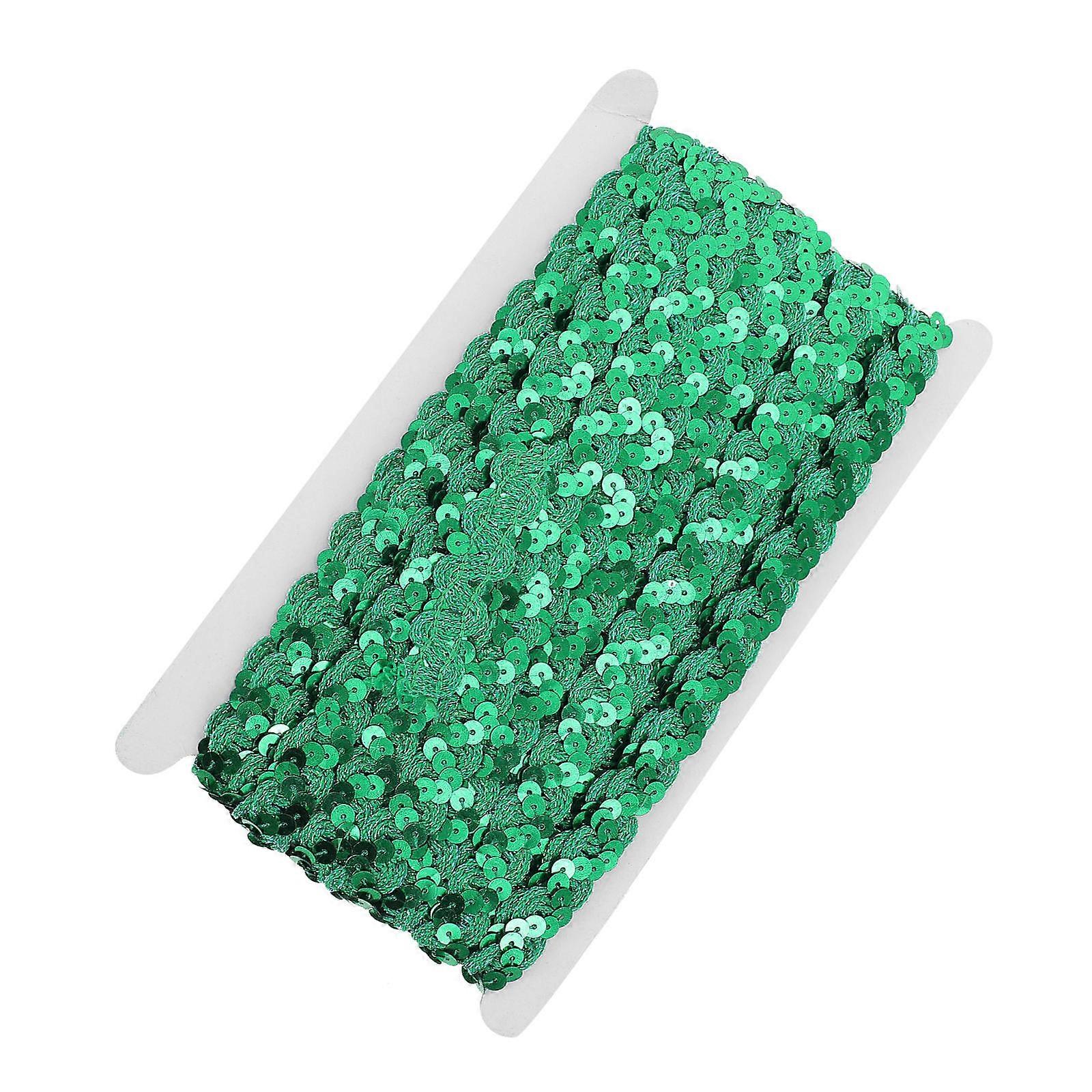 Sequin Braid Trim Polyester Material for Decoration 1 Roll Green