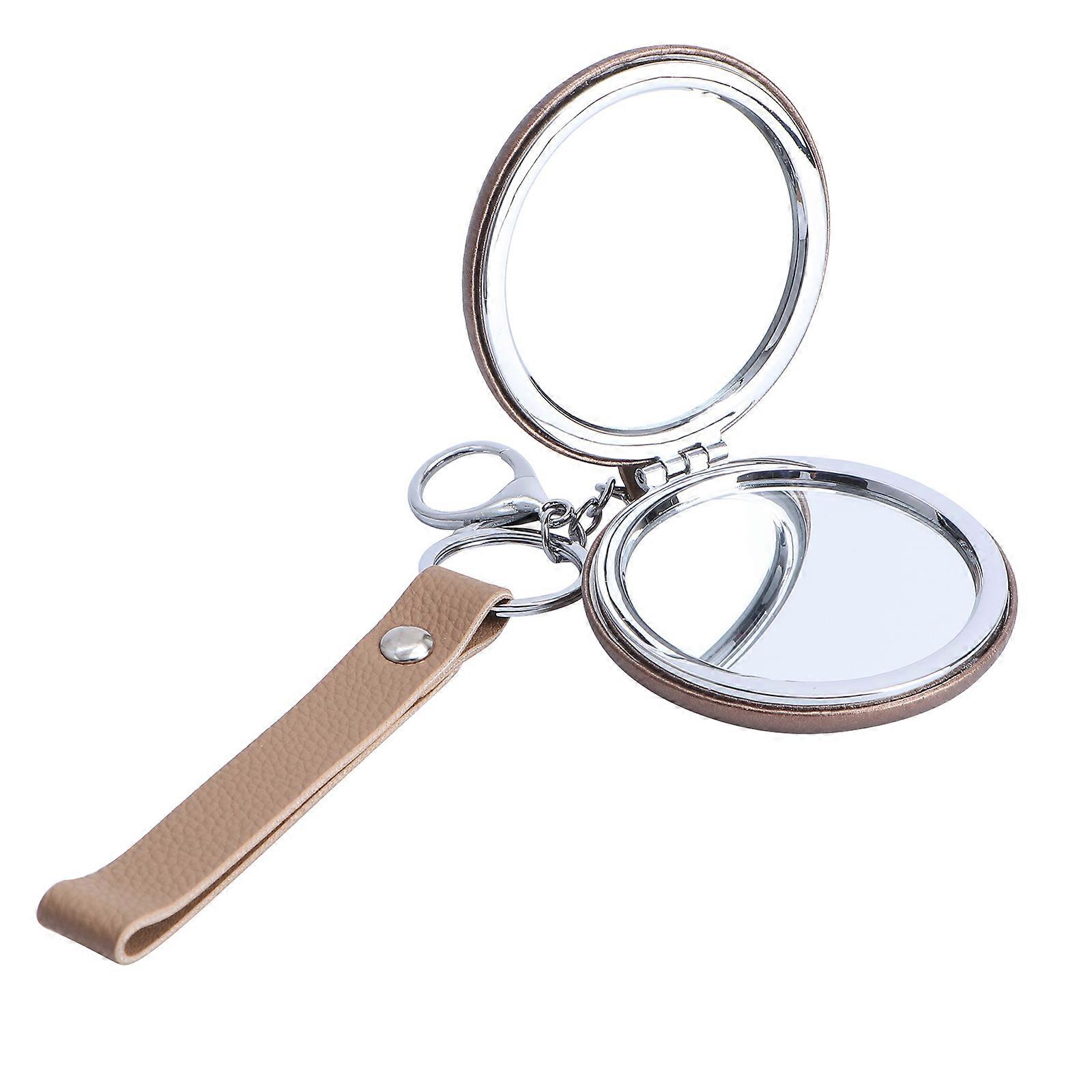 Folding Makeup Mirror Portable Mini Keychain Mirror 1Pcs Double-Side