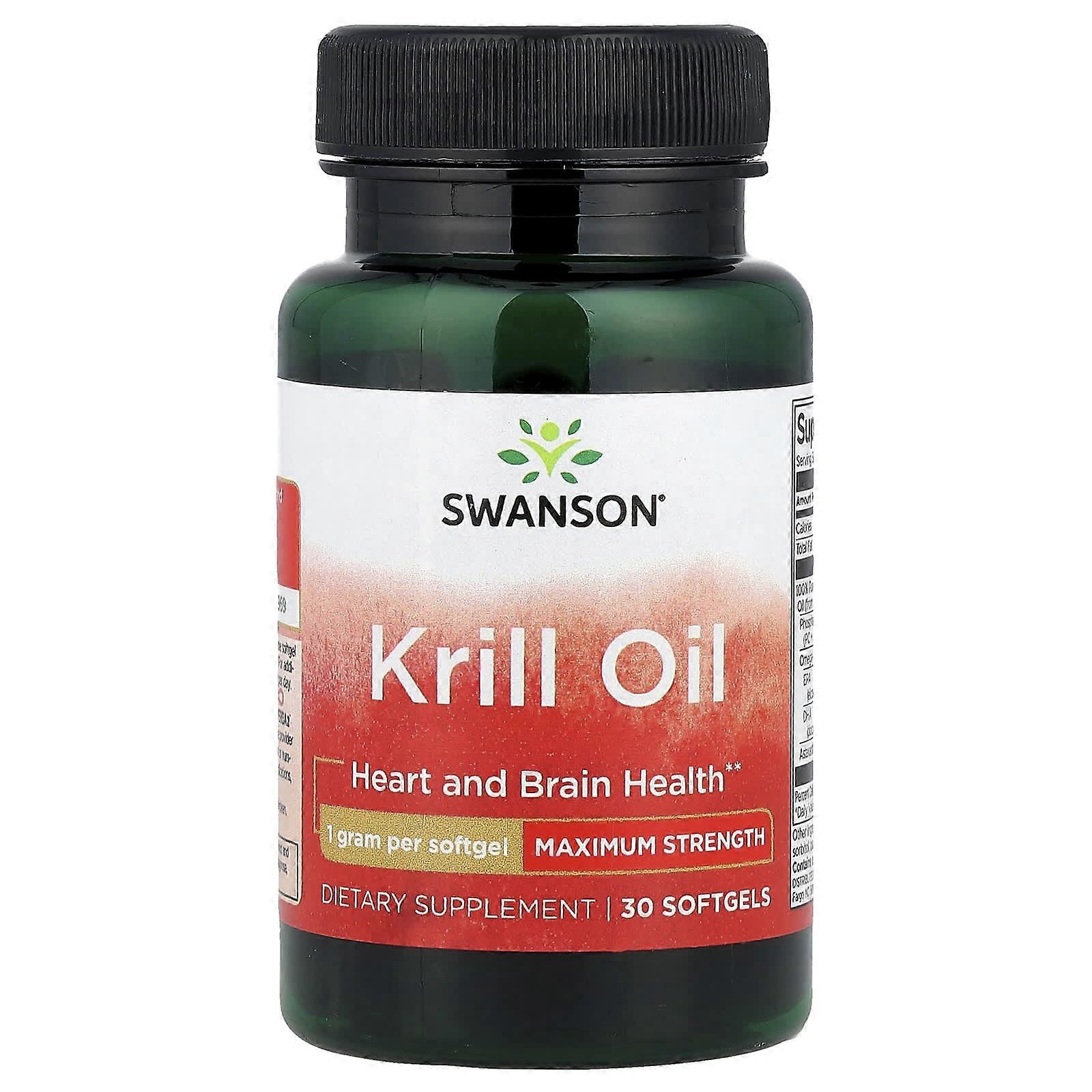 Swanson, Krill Oil, Maximum Strength, 30 Softgels, 2-Pack