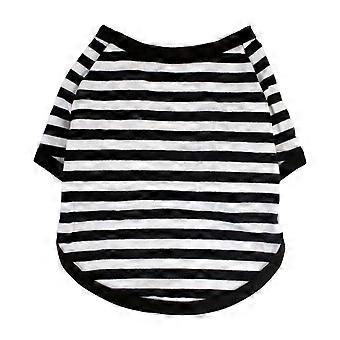 Honden gestreept T-shirt, ronde hals, korte mouwen, casual trui voor puppy's en kleine honden