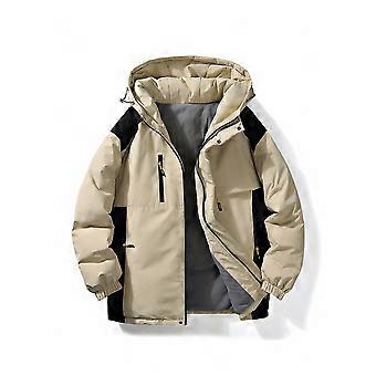Homens Colorblock Cordão Cordão Capuzado Casaco de Inverno