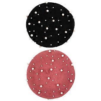 2pcs Vintage Perle Béret Chapeaux pour Femmes - Artiste Français Cap Laine Béret Dames Bonnet pour Automne et Hiver Vêtements Décontractés et Formaux