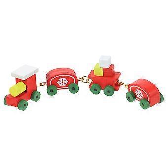 Miniatura de trem de madeira para casa de bonecas, decoração para artesanato DIY (2 peças).