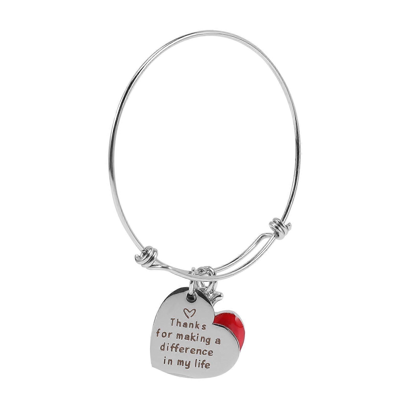 Teacher Appreciation Bracelet Adjustable Silver Message Bracelet Gift 4Pcs
