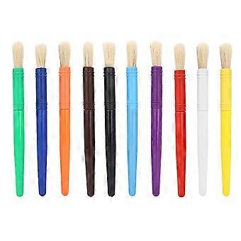 10 STÜCKE/Satz Pinsel für Kinder Öl Aquarell Malerei Süßigkeiten Farbe Kunststoff Handel Borsten Haar Gouache ZeichnungRunde flach