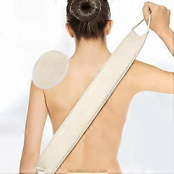 Exfoliating Loofah Back Scrubber For Shower, Double Side Scrubbing Strap Body Bath Sponge With A Loofahs Pad