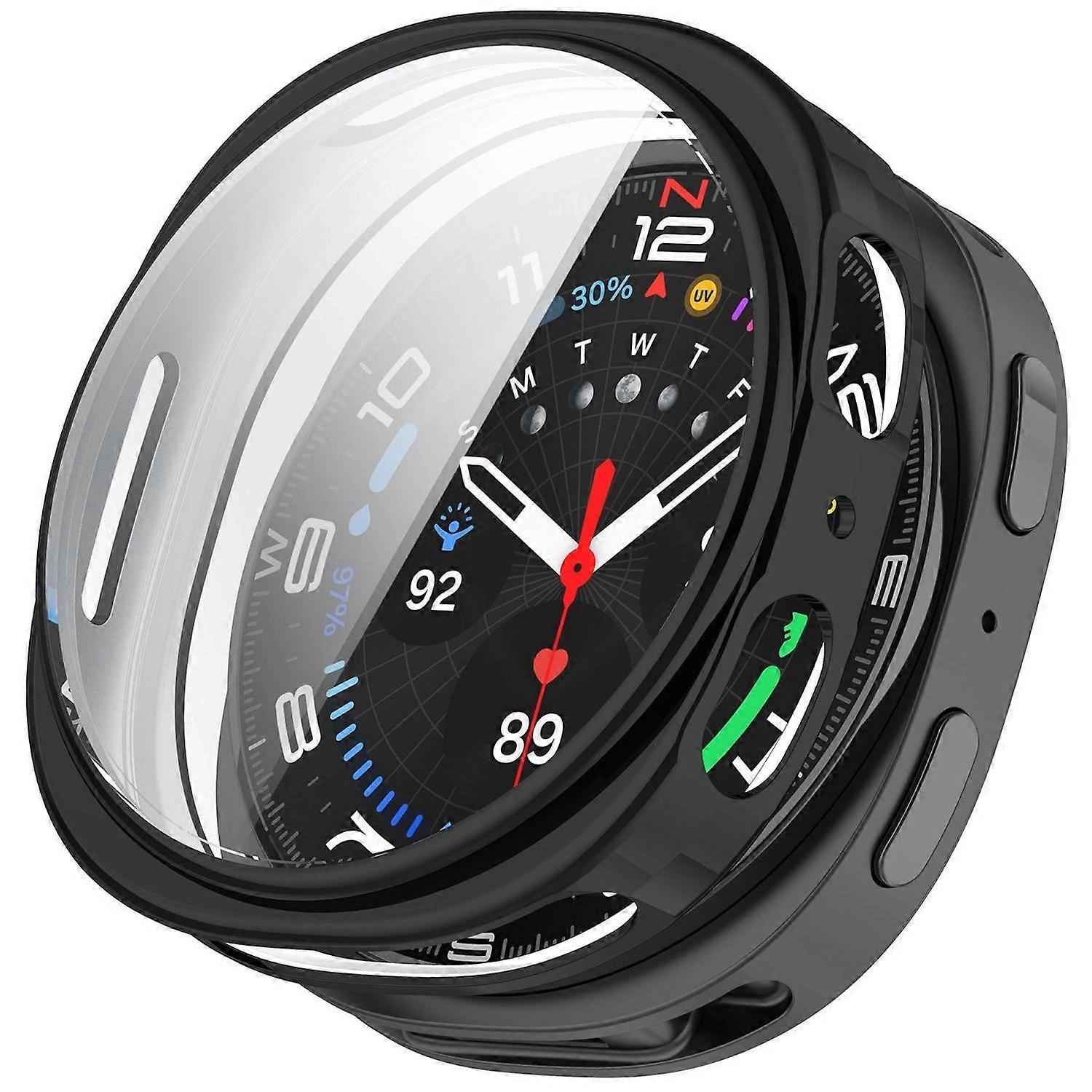 For Samsung Galaxy Watch 8 44mm Electroplated Full Cover TPU Smart Watch Protective Case Black