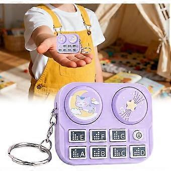 5.7x4.7x2cm Mini DJ Music Keychain, Purple Cat Design Interactive Musical Pendant, Portable No-Assembly DJ Player Toy for Kids