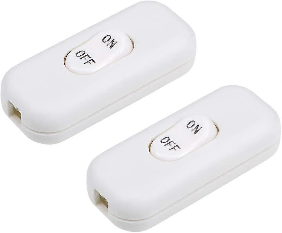Switch cable line On-Off lamp rocker White 2Pcs