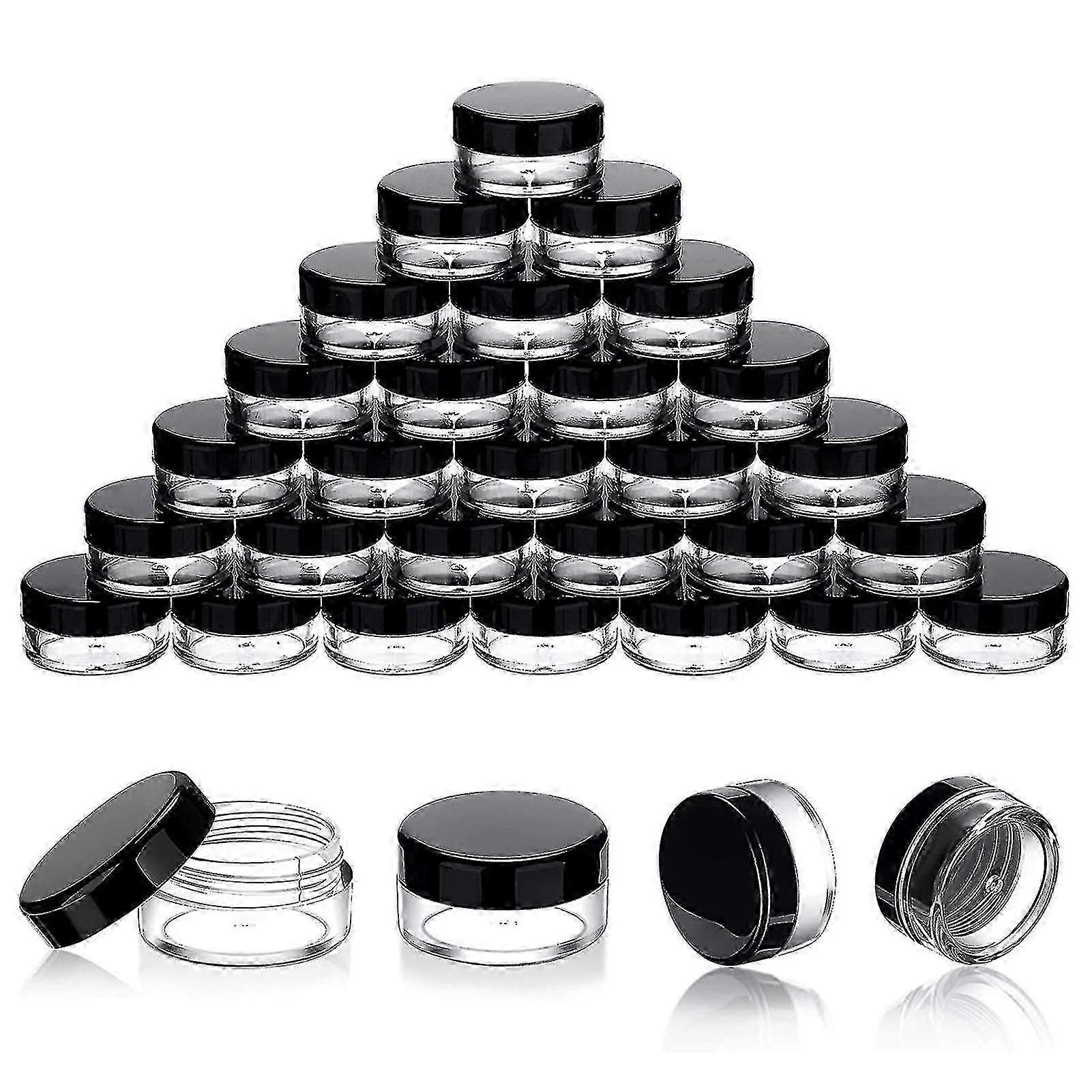 5ml Clear Sample Jars with Black Lids - 100pcs Set
