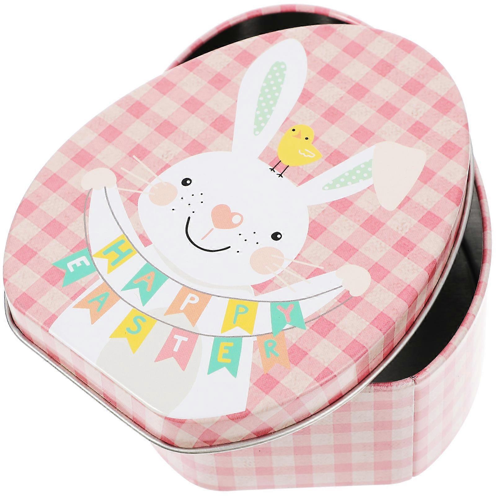 Tinplate Storage Case Easter Candy Box for Decor Easter Bunny Holder