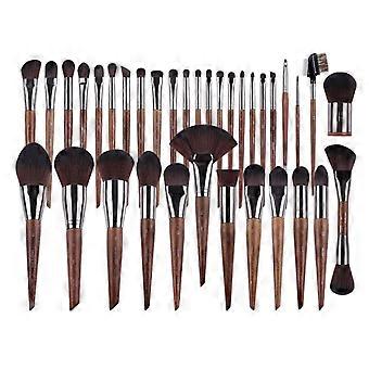 36Pcs Makeup Brush Set with Synthetic Fiber Bristles Professional Cosmetic Brushes Kit Brown Handle