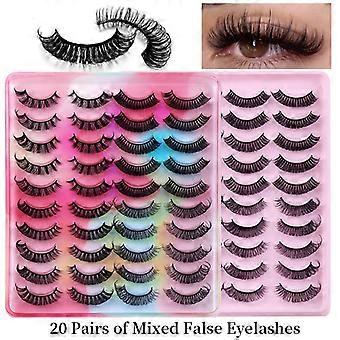 Pestañas postizas de estilo mixto, 20 pares, extensiones de pestañas naturales