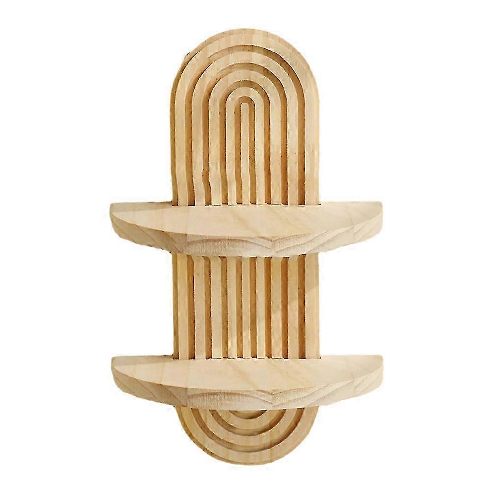 Bohemian Oval Thread Solid Wood Wall Shelf A