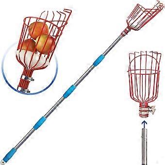 Fruit Picker Pole Tool with Basket Telescoping Long Handle, Adjustable Apple Orange Picker Pole Tool with Basket for Avocado Acorn Lemon Pear Mango Tr
