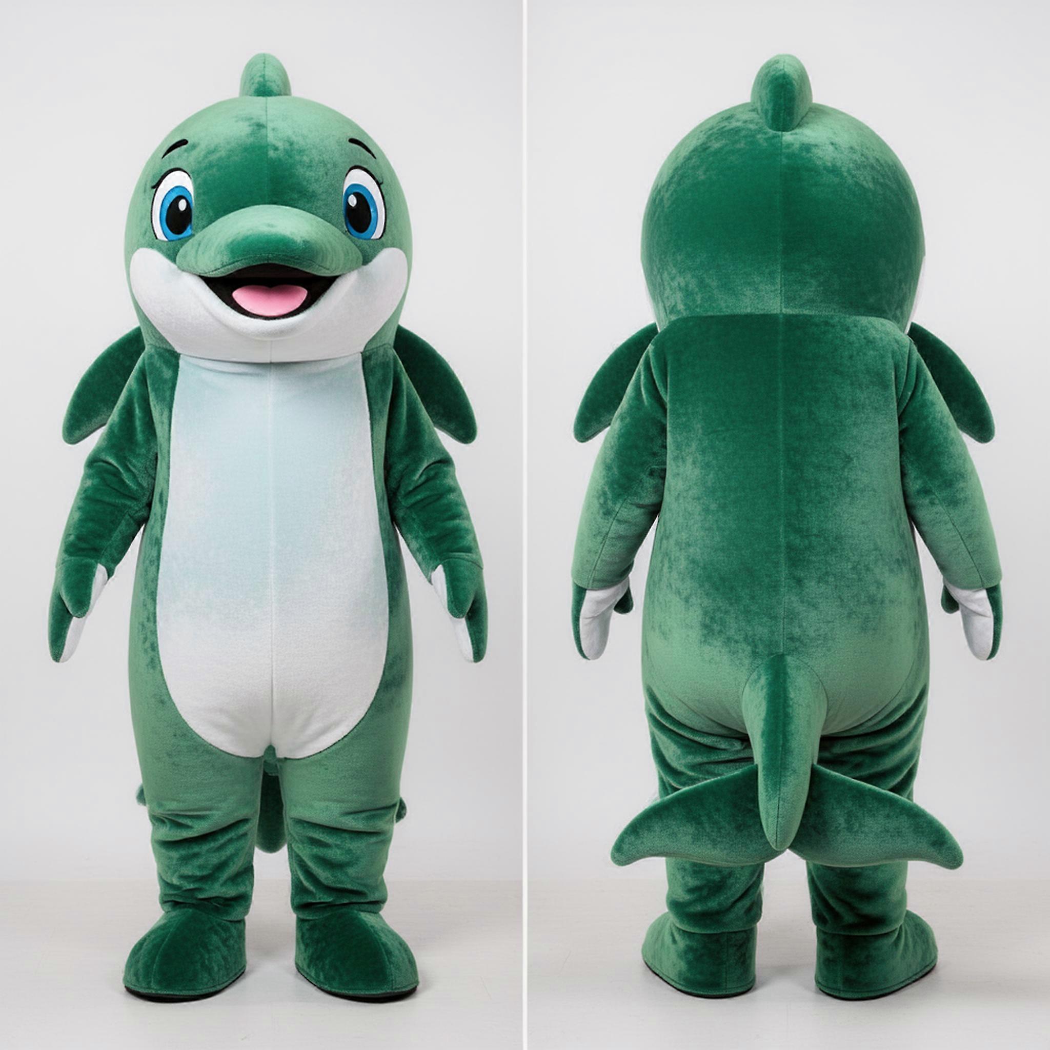 MASTICOT Forest Green Playful Dolphin Mascot