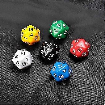 Conjunto de 20 dados de plástico D20, 6 cores diferentes, 6 peças, 20 mm cada, para jogos de RPG e jogos de festa.