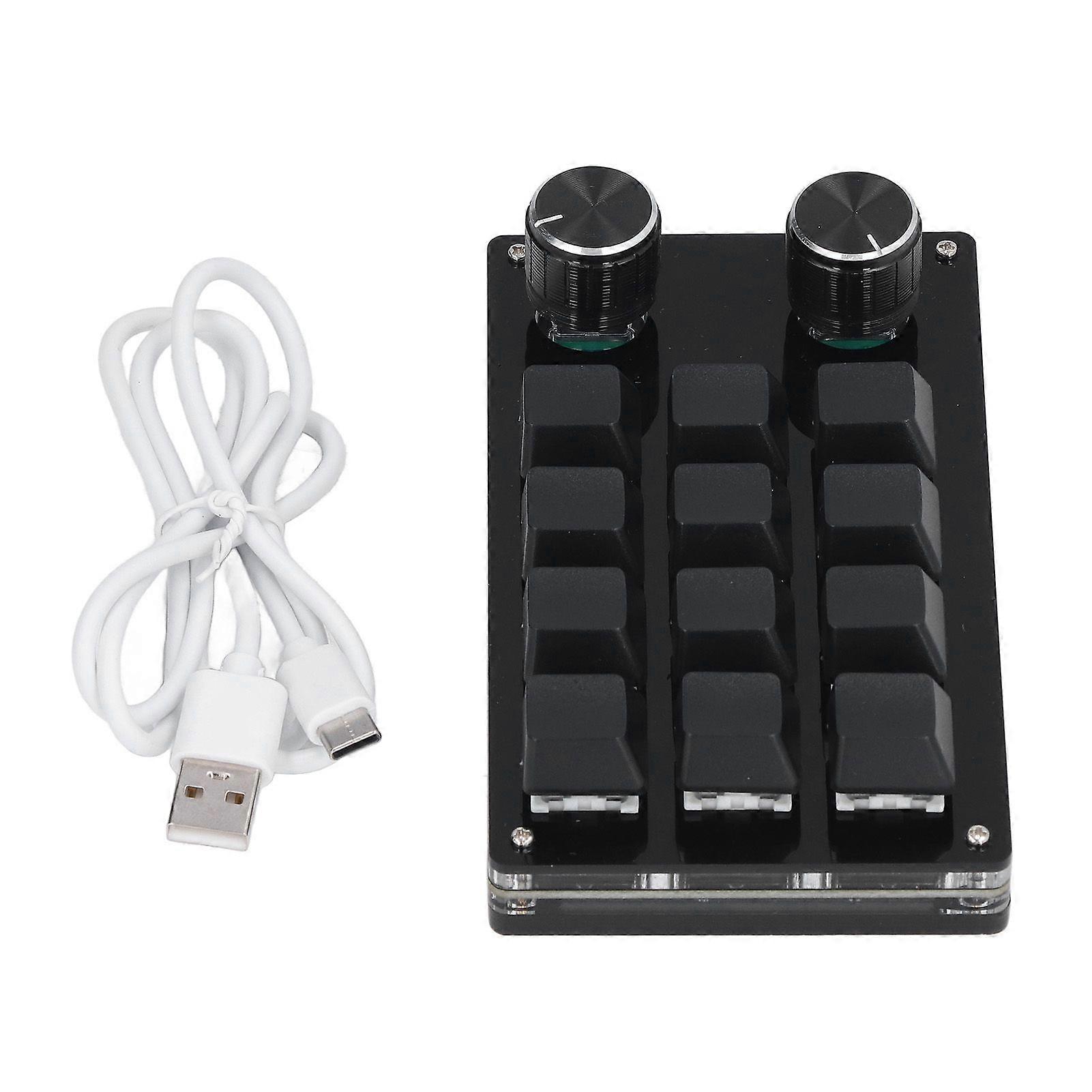 Mechanical Gaming Keypad 12 Keys 2 Knobs Small OSU Gaming Keyboard DIY Programmable Keyboard with USB Cable