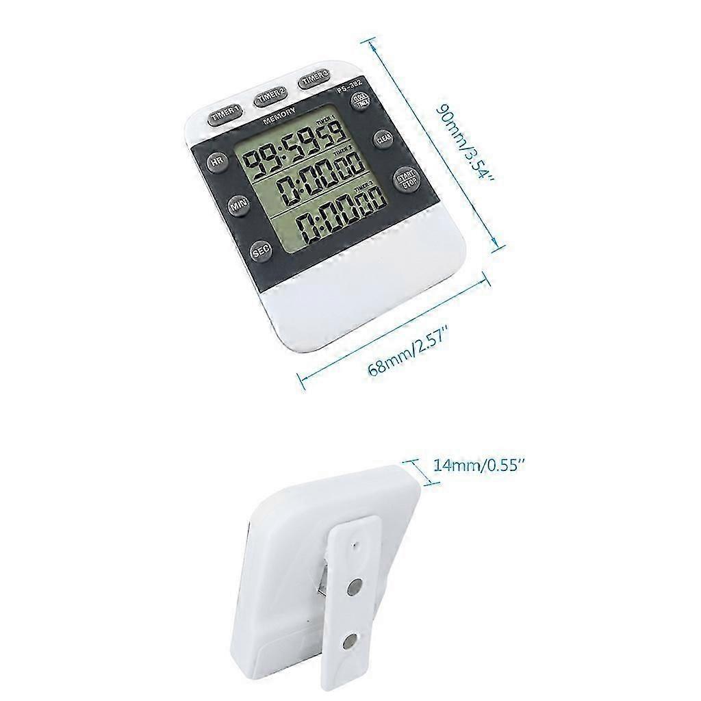 Triple Kitchen Timer Digital 3 Channel Alarm Timer Electronic Countdown Clock Timer Volume Control compatible with Home Office Sport