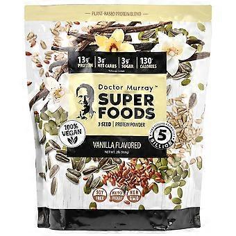 Dr. Murray's, Super Alimentos, Proteína em Pó de 3 Sementes, Abóbora + Linhaça + Girassol, Baunilha, 908 g (2 lb)