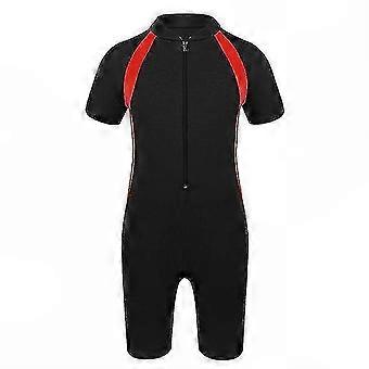 Kids Girls One Piece Zippered Shorty Rash Guard Swimsuit