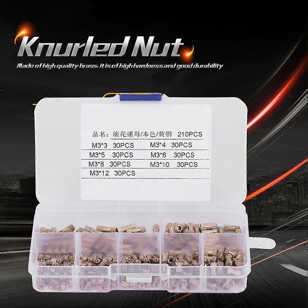 210pcs M3 Brass Cylinder Knurled Threaded Round Insert Embedded Nuts