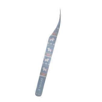 Stainless Steel Curved Stickers Tweezers High Precision Cartoon False Eyelash Tweezers Anti-static Eyelash Curler