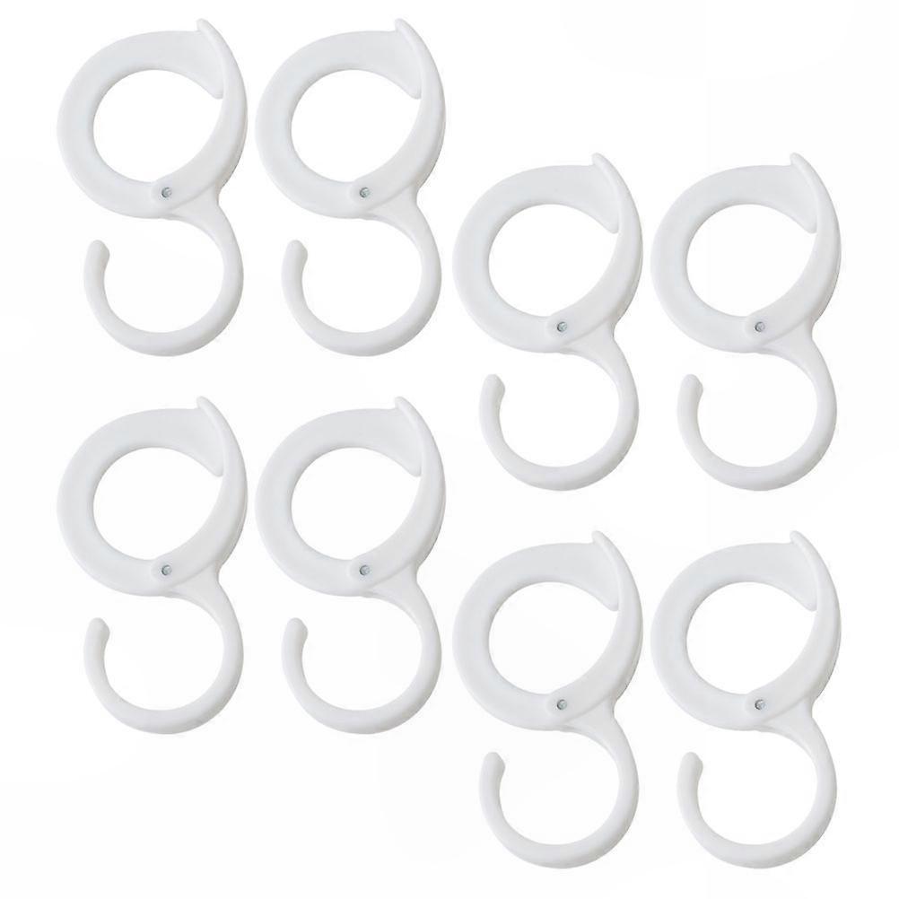 Windproof Clothes Hooks, 8-Piece White ABS S-Shaped Multi-Functional