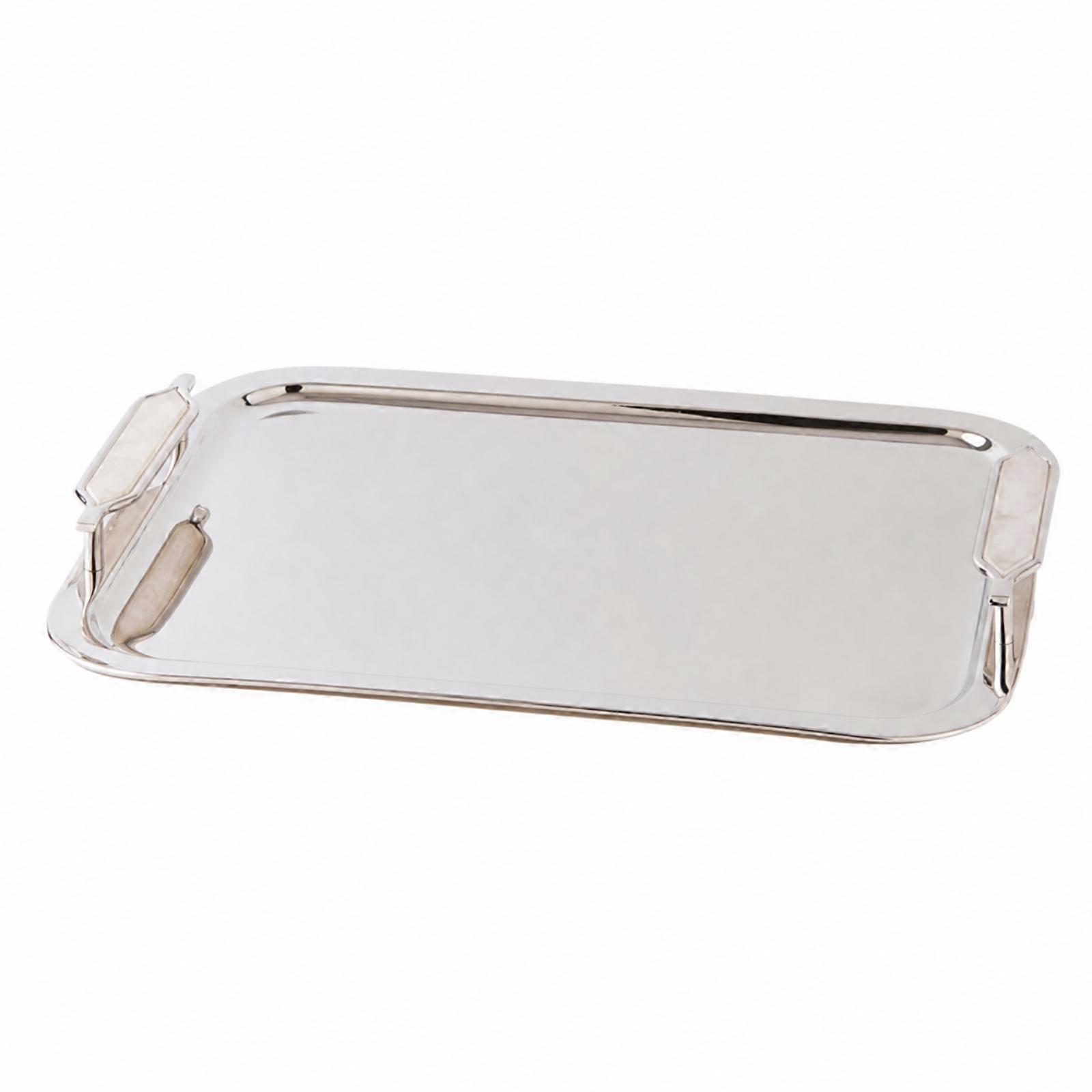 Serving Tray with Side Handles Reflective for Barware Display, Entertaining