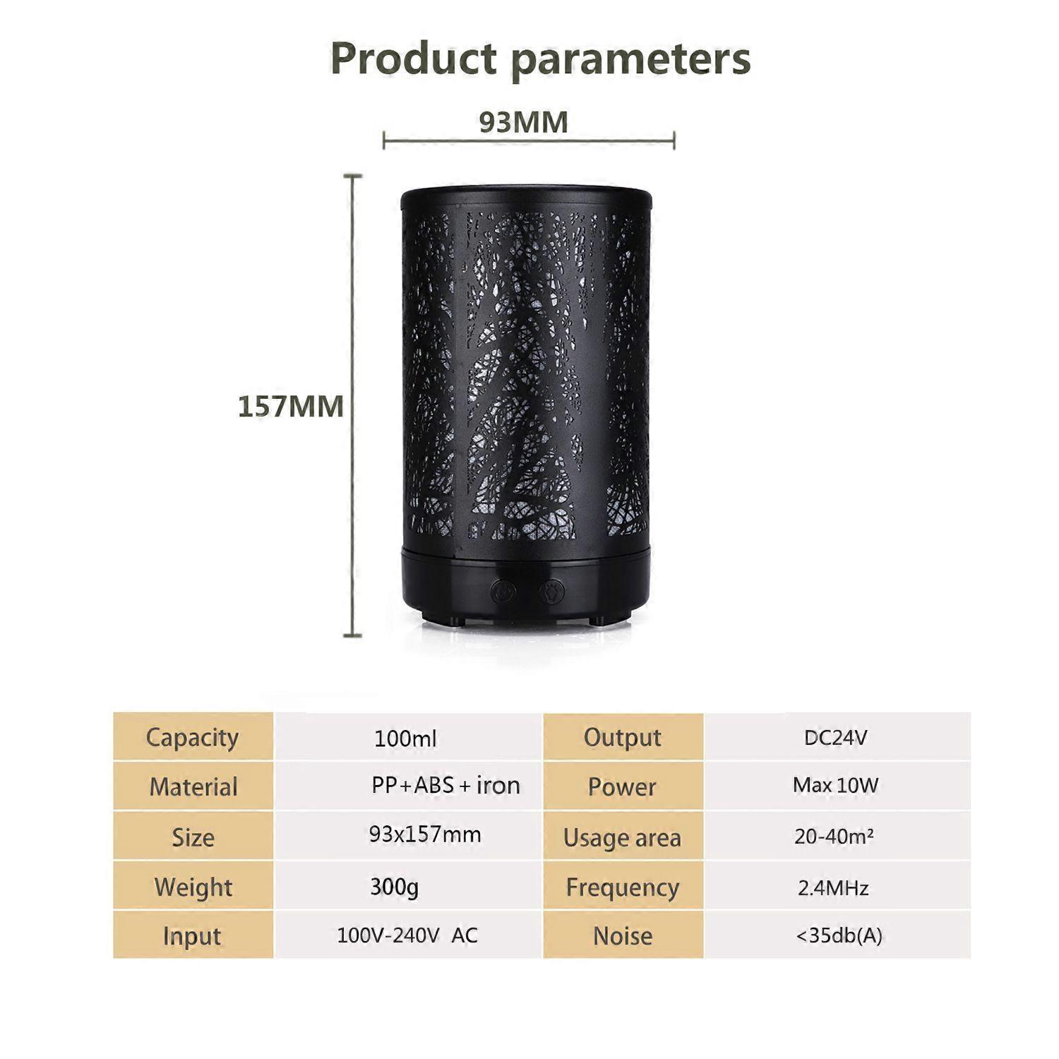 Ultrasonic Electric Ferrous Essential Oil Diffusers, Quiet Humidifier, Timer, 3.4 fl oz