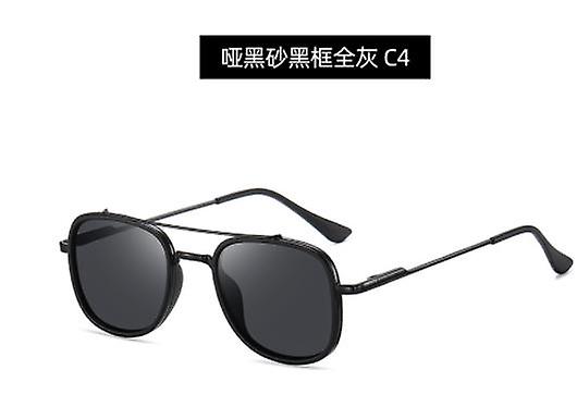 Men's And Women's Vintage Metal Glasses Double Bridge Round Frame Polarized Sunglasses